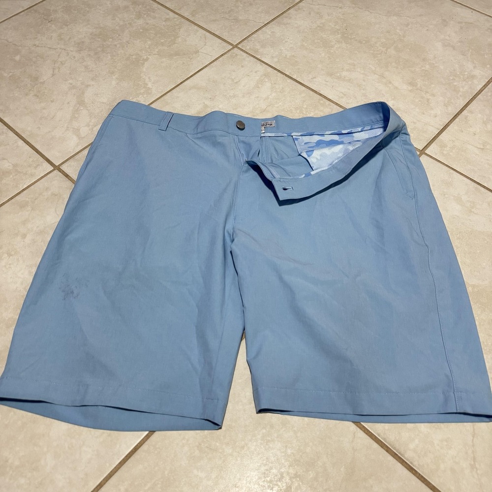 Peter Millar Surge Golf Shorts Mens 40 Blue Performance Golf Stretch Flat Front
